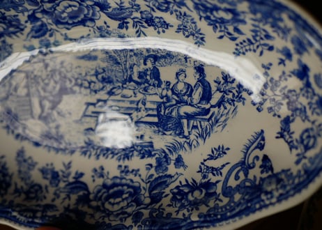 Luneville x Toile de Jouy,  Oval plate