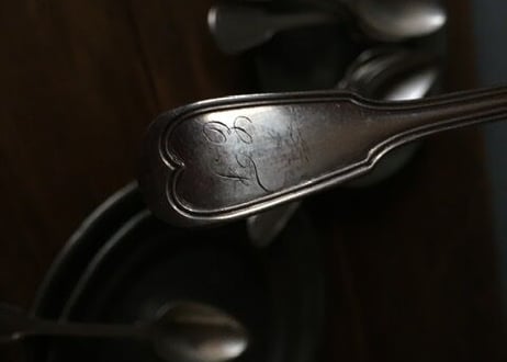 モノグラム入り デザートスプーン CHRISTOFLE クリストフル シルバープレート