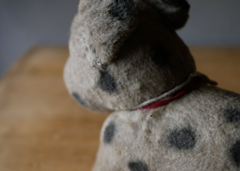 ドット柄のワンちゃん　犬　アンティークトイ　ぬいぐるみ　フランスアンティーク it-680cb681d056f-1200.jpg