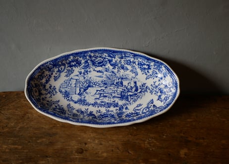 Luneville x Toile de Jouy,  Oval plate