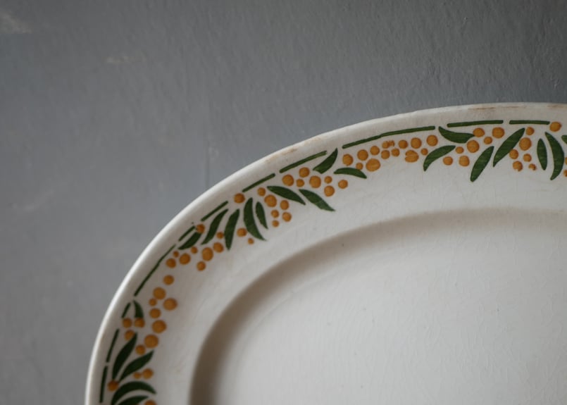 ミモザ クレイユモントロー オーバルプレート フランスアンティーク