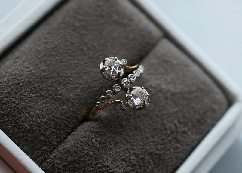 FR-43】天然ダイヤモンド K18 トワエモア フランスアンティーク