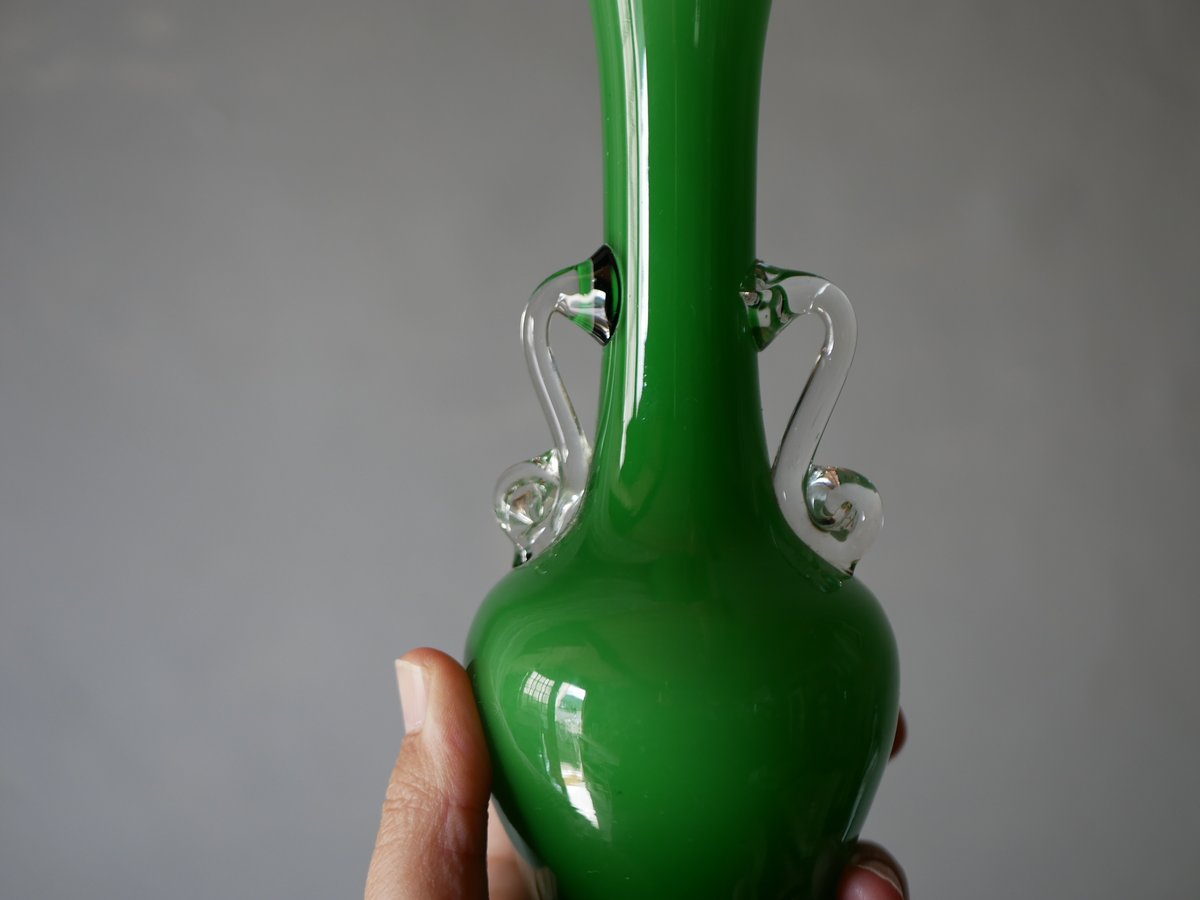 グリーン フラワーベース 花器 花瓶 フランスヴィンテージ ブロカント
