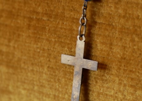 ラピスラズリ (青・BLEU) のロザリオ　純銀　フランスアンティーク　十字架　ブロカント　アンティークのある暮らし