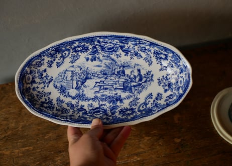 Luneville x Toile de Jouy,  Oval plate