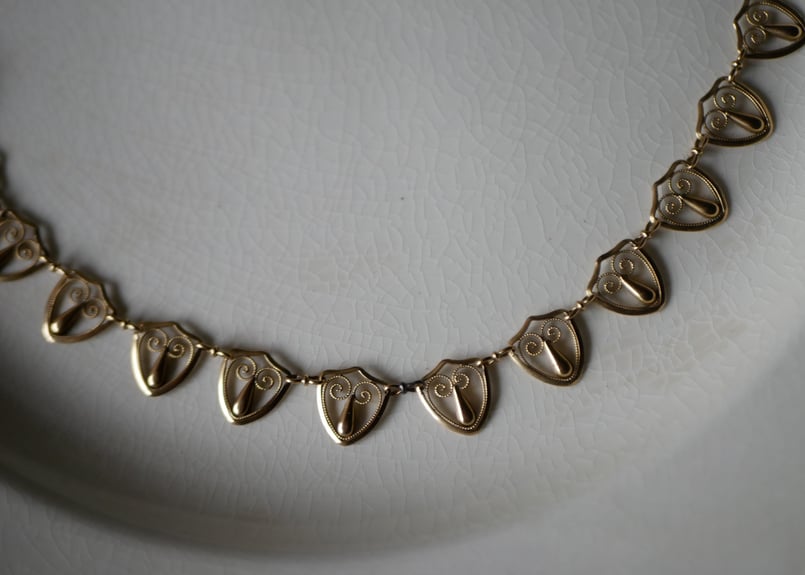 FN-18】 フィリグリー K18 アンティークネックレス フランス