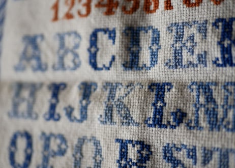 プチポワン　ヨット　シーサイド　刺繍　アルファベット　フランスアンティーク