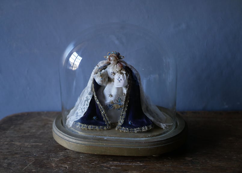 聖母マリア様とキリスト様 ガラスドーム フランスアンティーク 