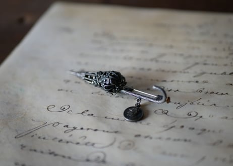 アンブレラ 傘 ブローチ FRANCE antique BROCANTE vintage
