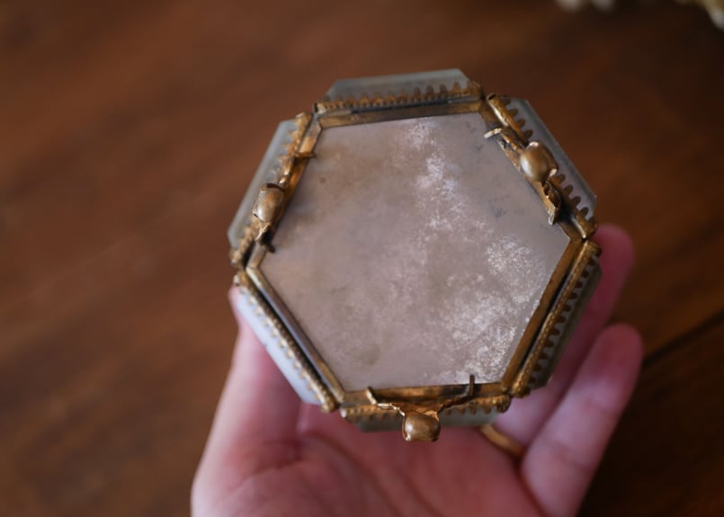 フランス アンティークジュエリーボックス ガラス オルモル