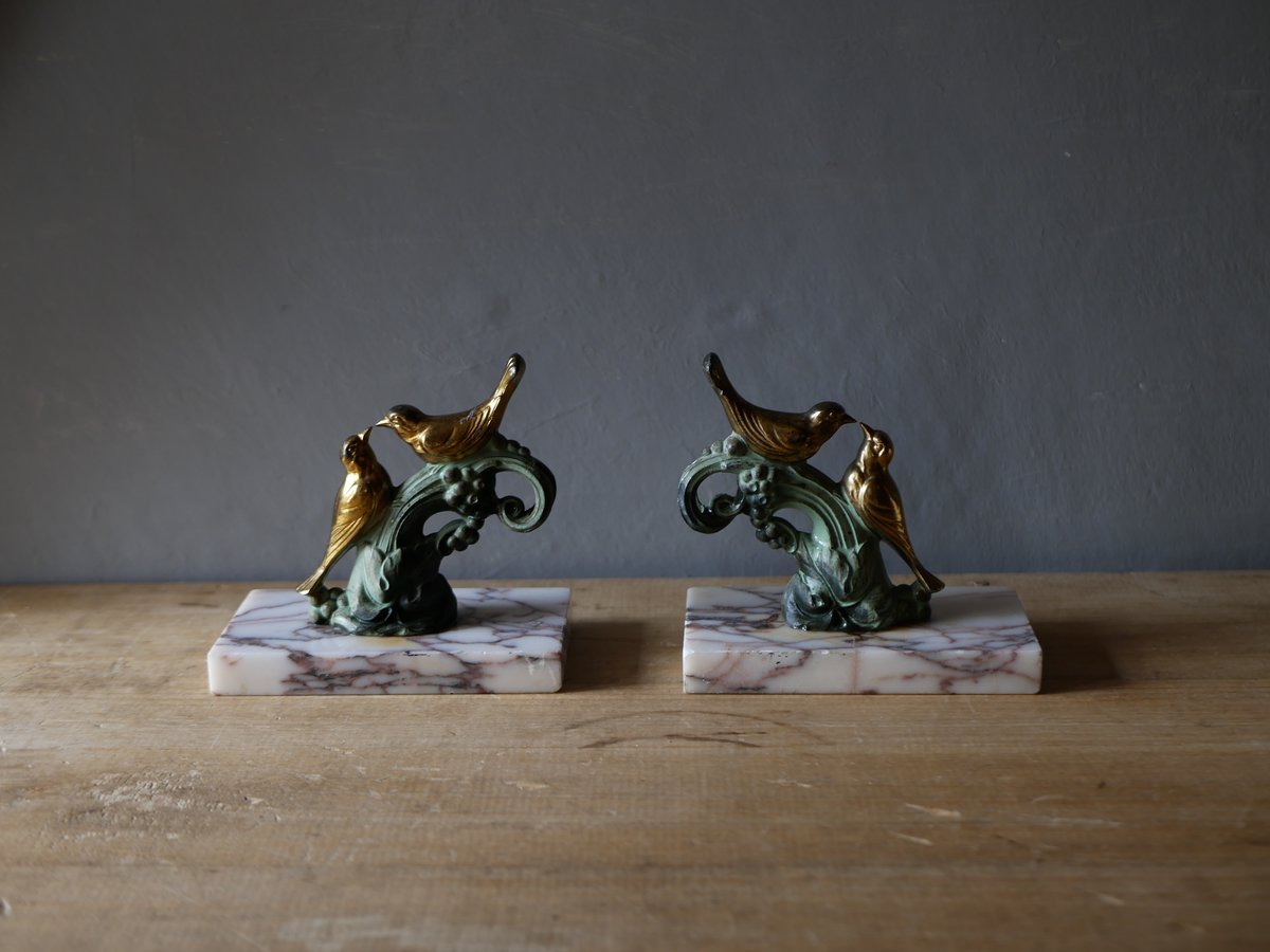 御予約品・RESERVED】大理石のブックエンド バード フランス