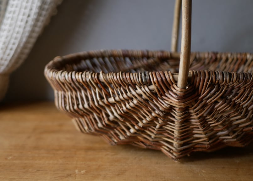 ️⃣プロフ必読❣️アンティーク 製造国不明 カゴ パニエ 蔓