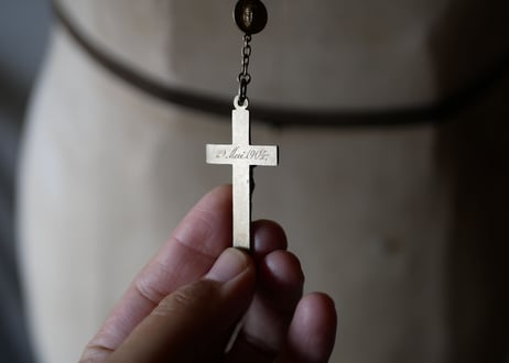 ロザリオ　十字架　クリスタル　フランスアンティーク　ブロカント