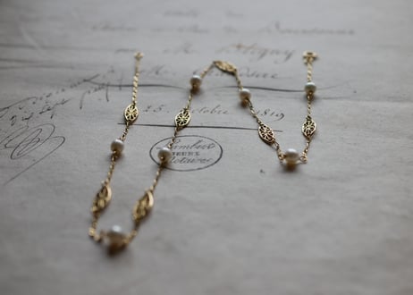 18K pearl＆filigree Necklace