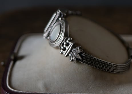 純銀　マザーオブパール　ブレスレット　ヴィンテージアクセサリー　ヨーロッパヴィンテージ