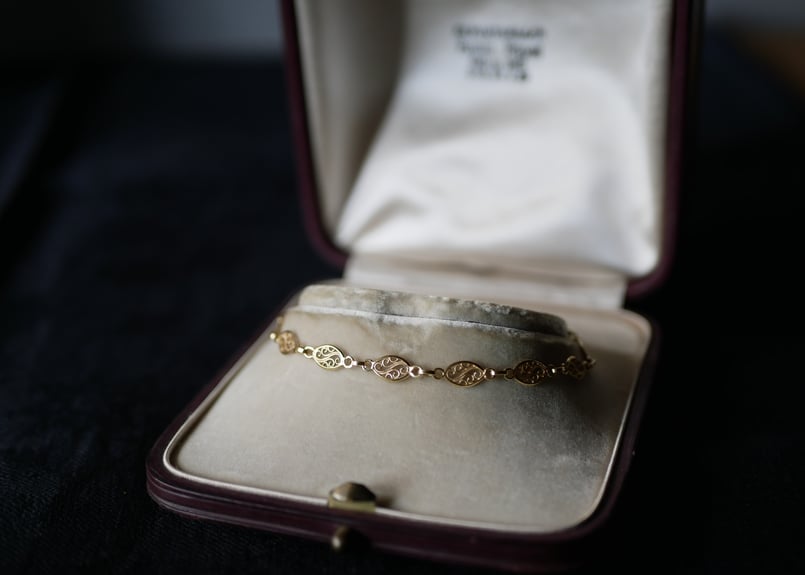 フランス アンティーク ブレスレット ① フランス アンティークシルバー スタッズチェーンブレスレット