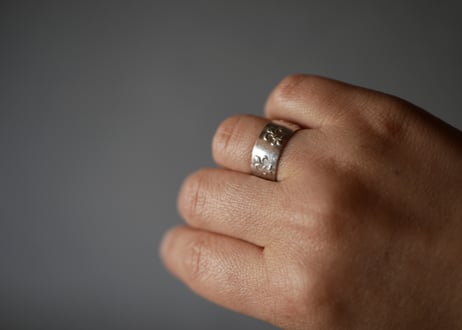 蟹マーク　純銀　フルールドリス　シルバーリング　フランスアンティーク　ヴィンテージアクセサリー