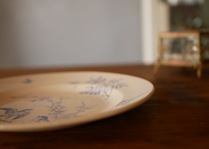 鳥と花 アンティークプレート 平皿 フランスアンティーク | mamantique