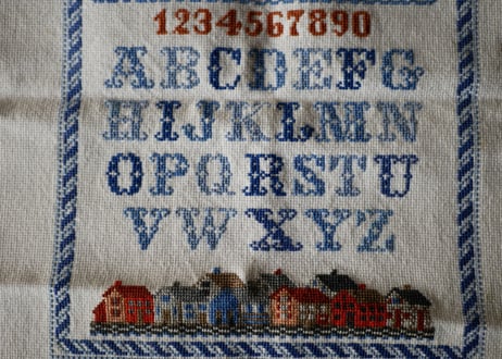 プチポワン　ヨット　シーサイド　刺繍　アルファベット　フランスアンティーク