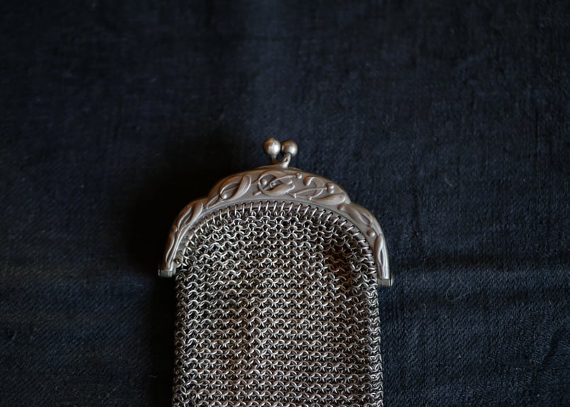 純銀 フレンチシルバー メッシュパース フランスアンティーク