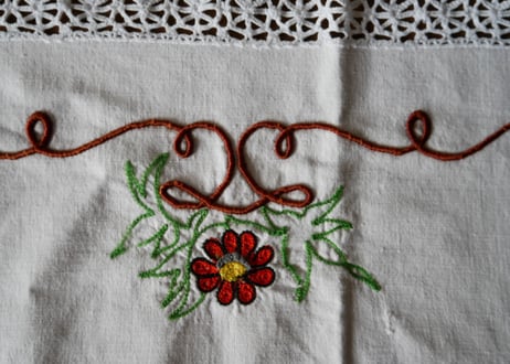フランスアンティーク　刺繍　パニエ　A