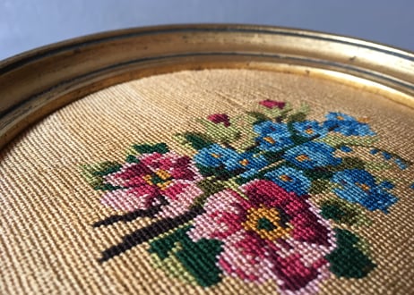 フランスアンティーク 刺繍 プチポワン 小花