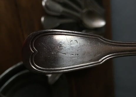 モノグラム入り デザートスプーン CHRISTOFLE クリストフル シルバープレート
