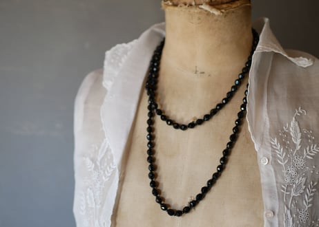 フレンチジェット　黒ガラスのネックレス　⑦french jet glass necklace