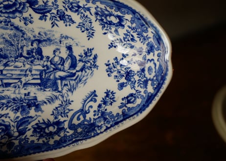 Luneville x Toile de Jouy,  Oval plate