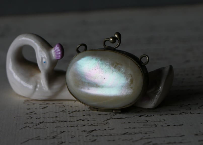 白蝶貝 マザーオブパール 小さなケース フランスアンティーク