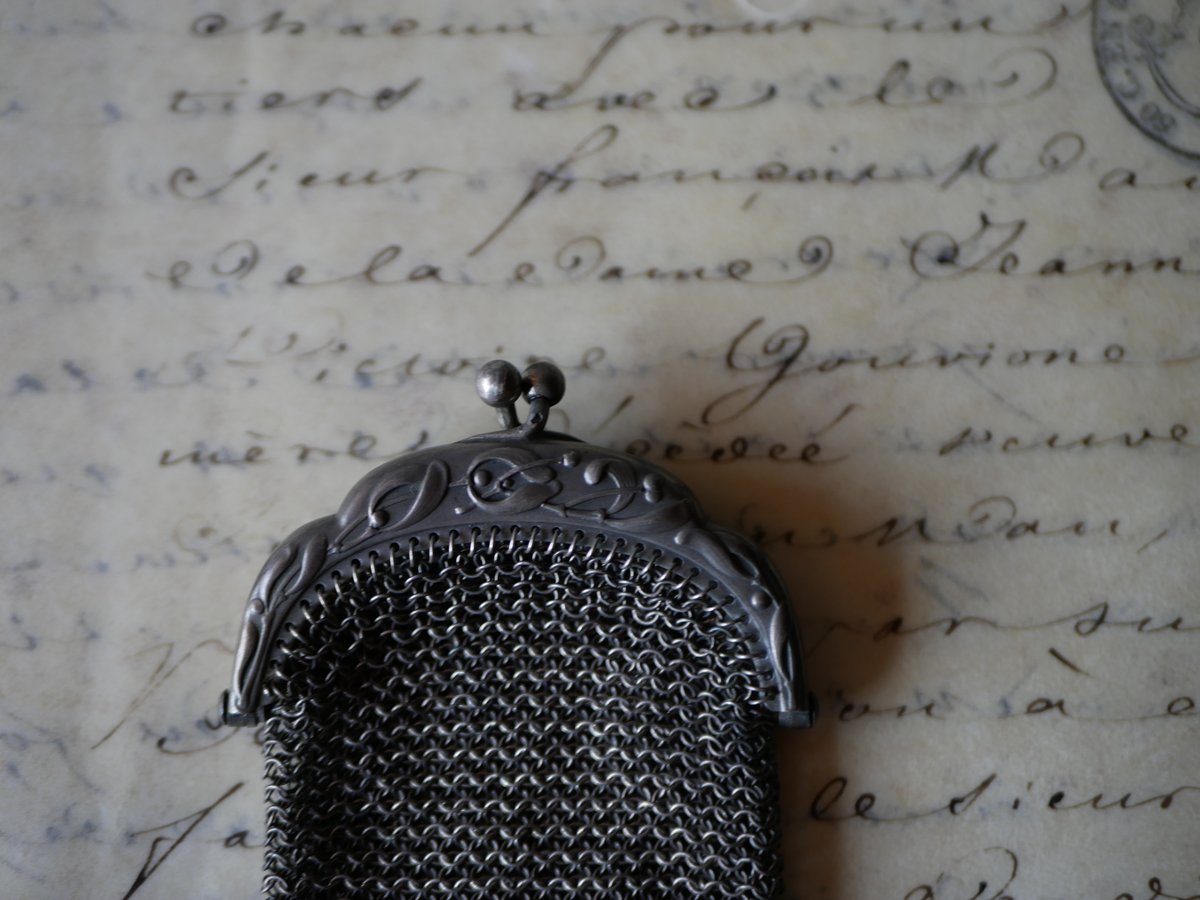 純銀 フレンチシルバー メッシュパース フランスアンティーク