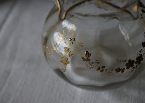 金彩のフラワーポット　ガラスポット　花瓶　フランスアンティーク　ブロカントのある暮らし