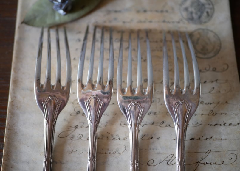フランスアンティーク クリストフル オイスターフォーク2本セット④