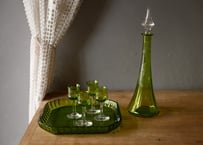リキュールグラスとデキャンタセット　グリーン　フランスアンティーク　ブロカントのある暮らし