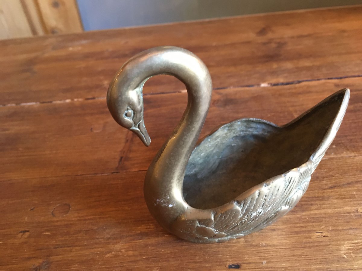 スワン　陶器　置物　小物入れ　アンティーク スワン 陶器 置物 小物入れ アンティーク