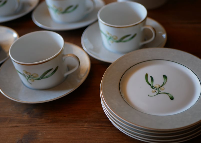 Limoges リモージュ　フランス　プレート　5枚　セット リモージュ 皿 プレート 5枚 LIMOGES CASTEL ケーキ皿 金彩 コバルト