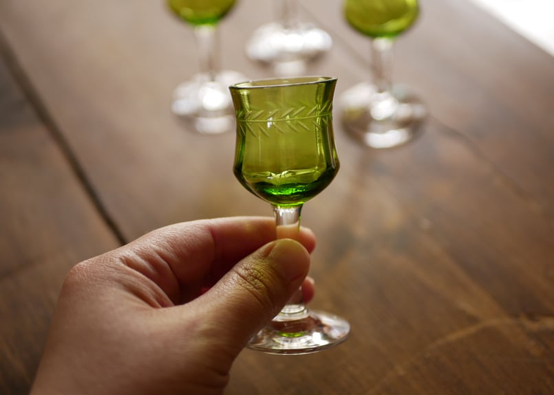 アンティーク19世紀末フランスサンルイ社リキュールグラスデキャンタトレーセット アンティーク19世紀末フランスサンルイ社リキュールグラス