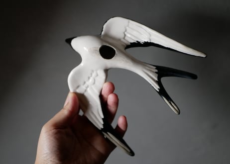 陶器のつばめ　ツバメ　ウォールデコ　壁飾り　アンティークのある暮らし