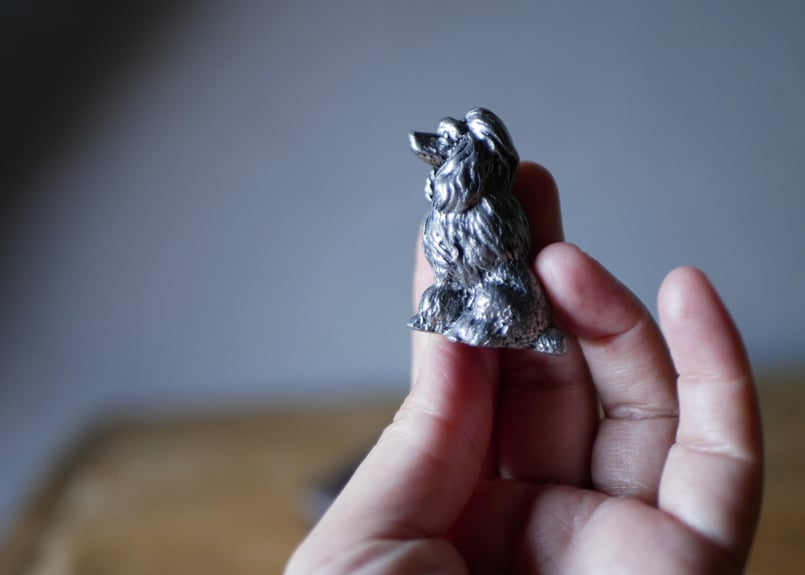 フランスヴィンテージ ポプリケース 猫 ピューター製 ブロカント