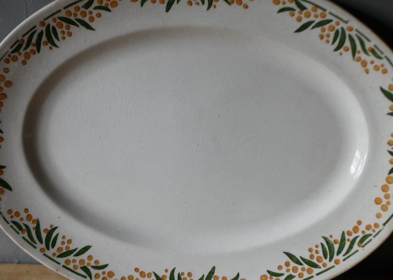 フランスアンティーククレイユモントローSYLVAミモザシリーズ小鳥柄ムタディエ フランスアンティーククレイユモントローSYLVAミモザシリーズ小鳥柄