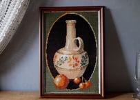 プチポワン　秋色　花瓶と果物　フランスヴィンテージ　ブロカントのある暮らし