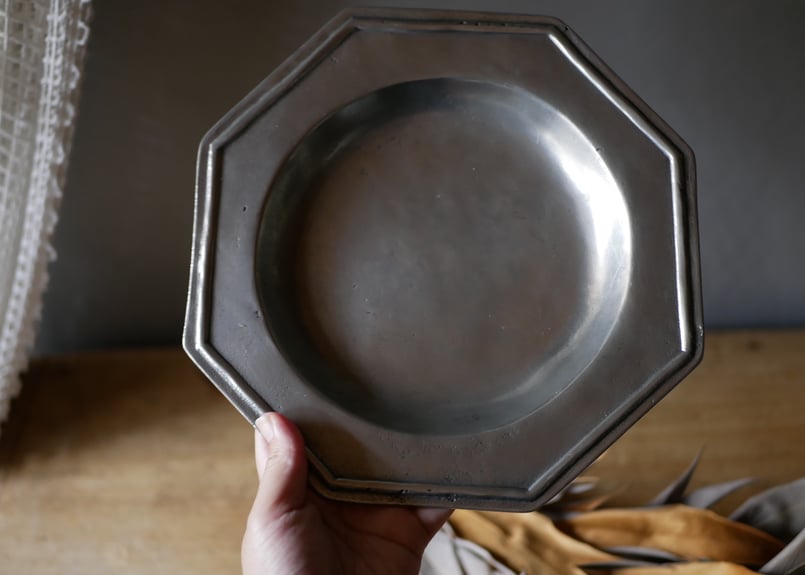 ピューター　飾り皿　ETAIN アンティーク　ブロカント ピューター 飾り皿 ETAIN アンティーク ブロカント