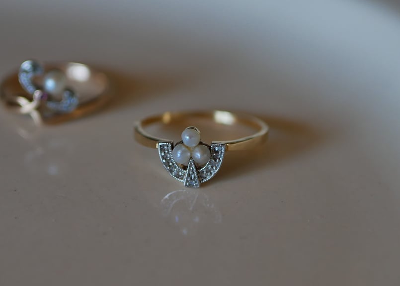 パール　アールデコ　ヴィンテージリング　k18 K18 アールデコ スパニッシュリング スペインアンティーク | mamantique