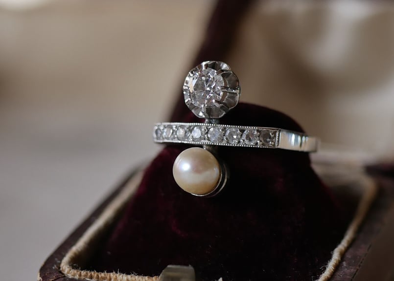 パールアールデコヴィンテージリングk18