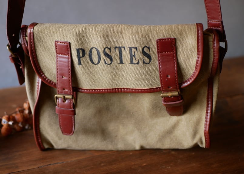 POSTES vintage ショルダーバッグ フランスの郵便配達員 フランスアンティーク ...