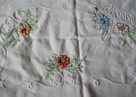 フランスアンティーク　刺繍　パニエ　A