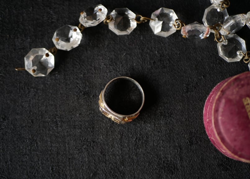 シグネットリング 純銀,K18 シェヴァリエ フランスアンティーク