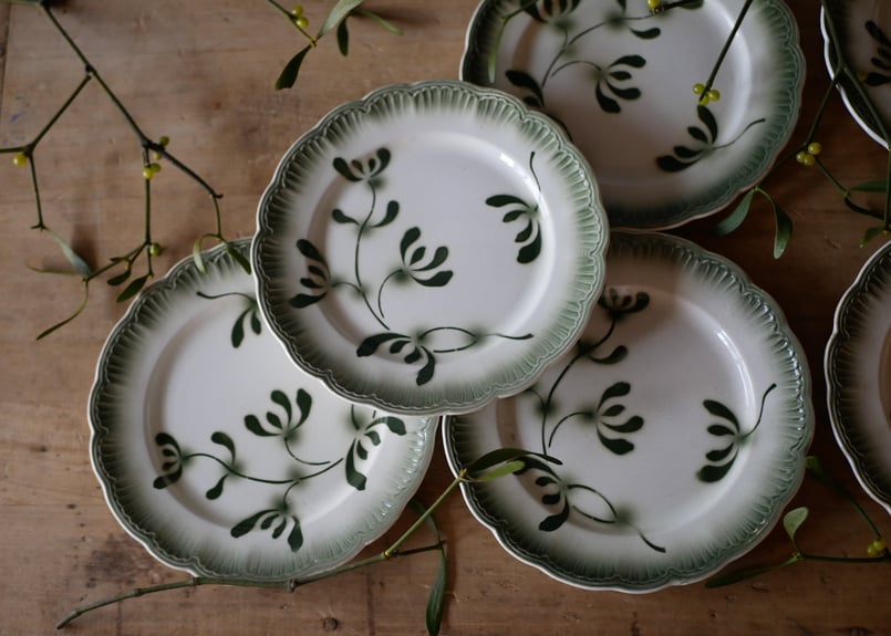 宿り木 ヤドリギ アンティークプレート デザートプレート ブロカントの