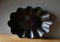 パピエマシェ　花リムの器　漆黒　フランスアンティーク　ブロカントのある暮らし