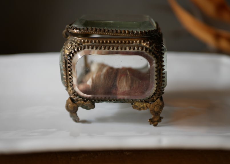 アンティークジュエリーボックス　ガラス　フランス　19世紀 面取りガラスのジュエリーボックス フランスアンティーク